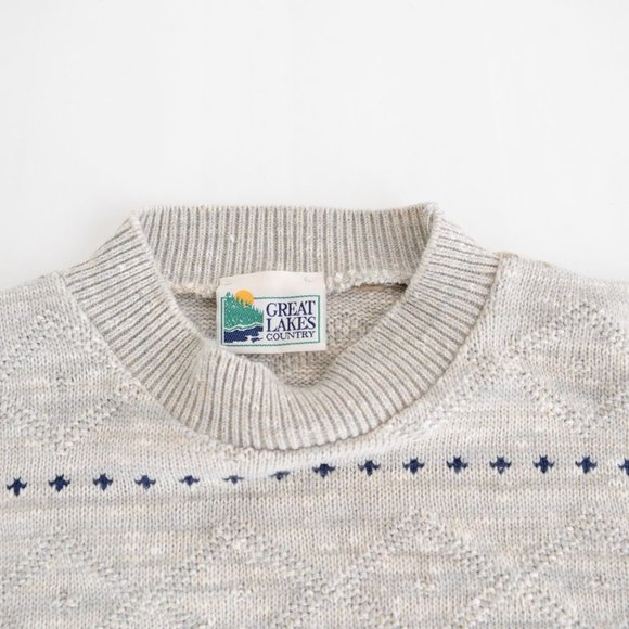 Vintage Great Lakes Crewneck Sweater - Taupe -  Large - Picture 12 of 13